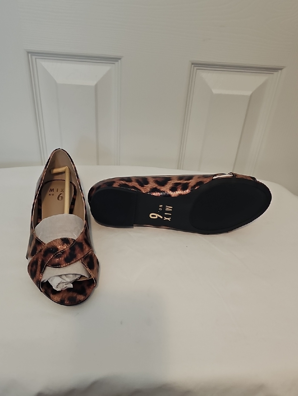 Mix No 6 - Leopard Print Open-Toe Womens Flats - Brown